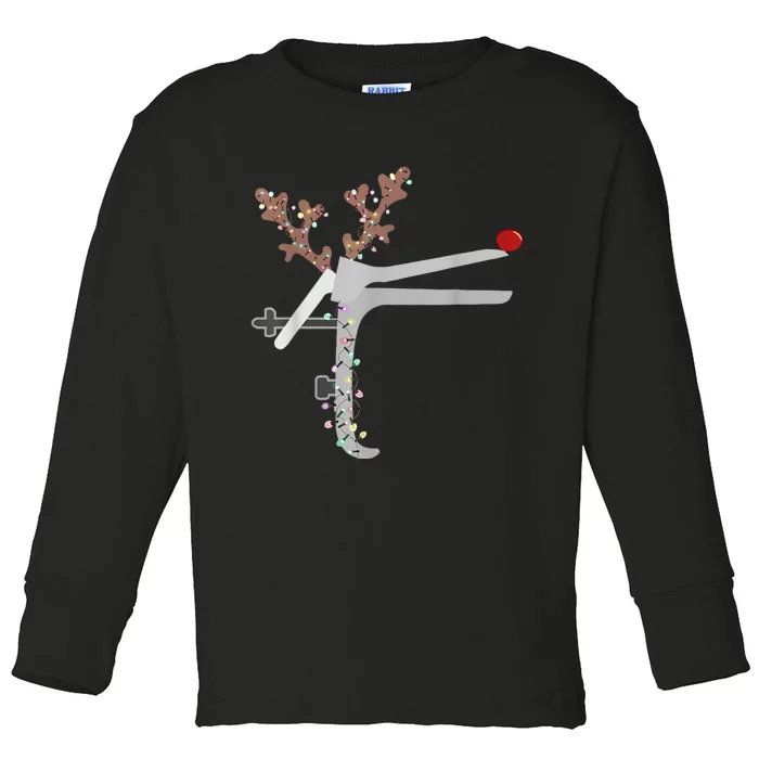 Funny Christmas Reindeer Speculum Nurse L&D Nursing Xmas Toddler Long Sleeve Shirt