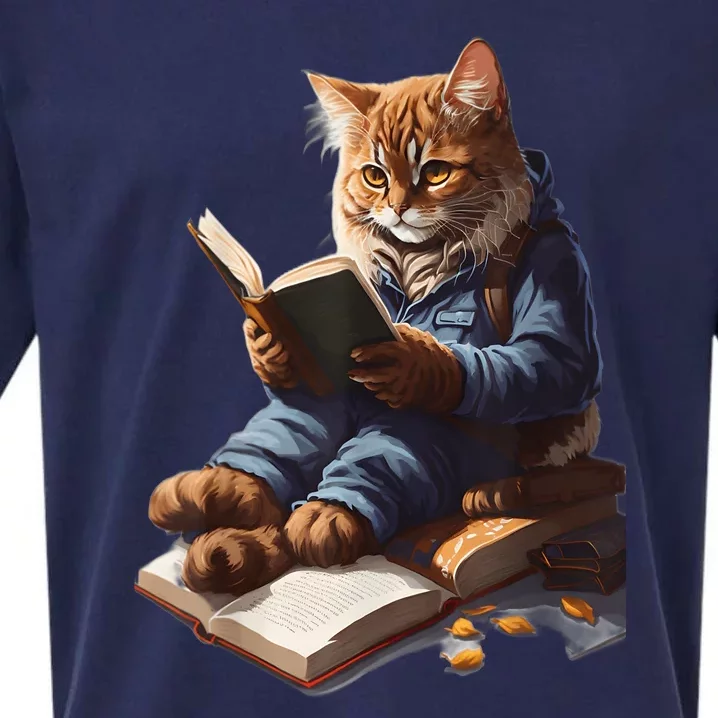 Funny Cats Reading A Book Graphic Cat Kitten Lovers Sueded Cloud Jersey T-Shirt