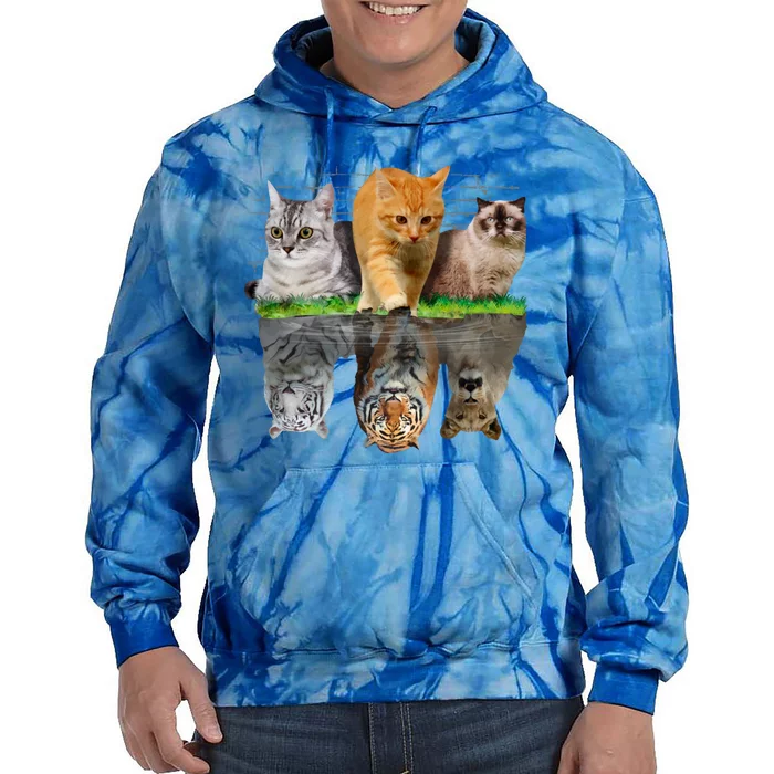 Fun Cat Reflection Gift Design Idea Cute Gift Tie Dye Hoodie