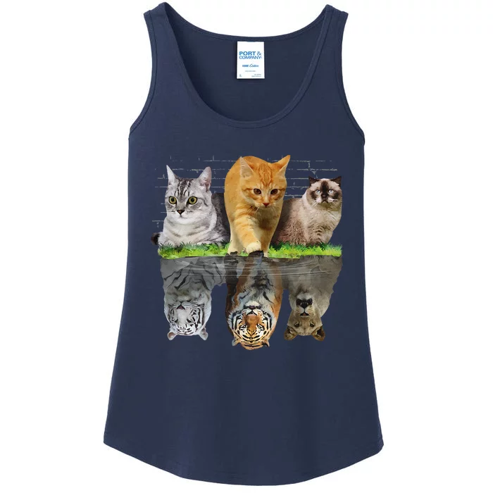 Fun Cat Reflection Gift Design Idea Ladies Essential Tank