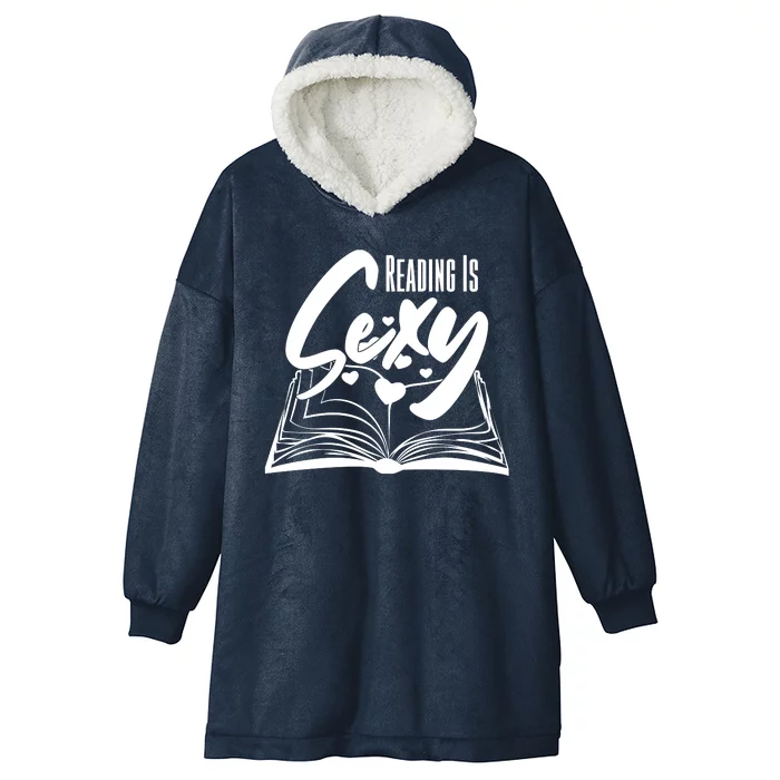 Funny Cute Reading Is Sexy Book Lover Hooded Wearable Blanket