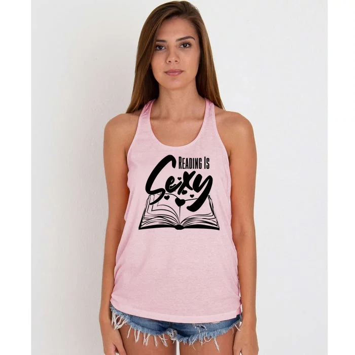 Funny Cute Reading Is Sexy Book Lover Women's Knotted Racerback Tank