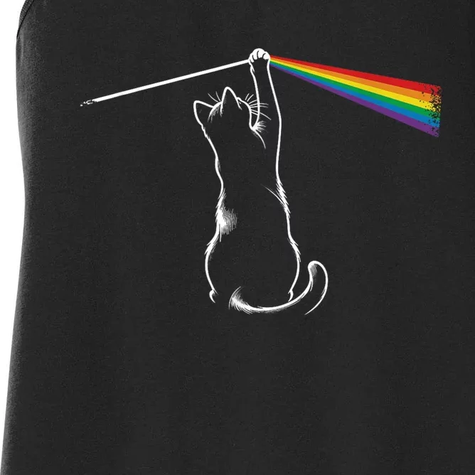 Funny Cat Rock Music Gift Women's Racerback Tank