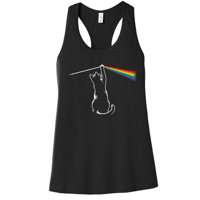 Funny Cat Rock Music Gift Women's Racerback Tank