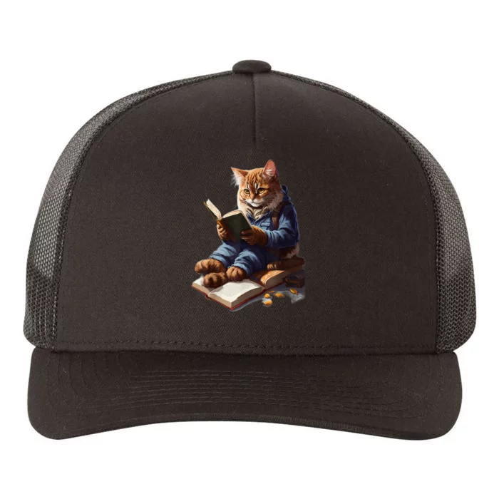 Funny Cats Reading A Book Graphic Cat Kitten Lovers Yupoong Adult 5-Panel Trucker Hat