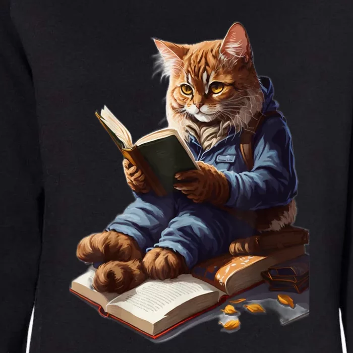 Funny Cats Reading A Book Graphic Cat Kitten Lovers Womens California Wash Sweatshirt