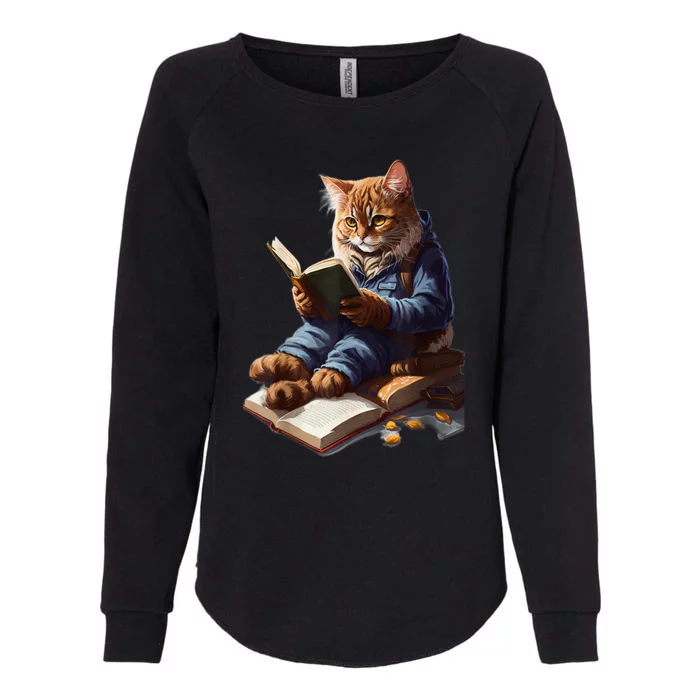 Funny Cats Reading A Book Graphic Cat Kitten Lovers Womens California Wash Sweatshirt