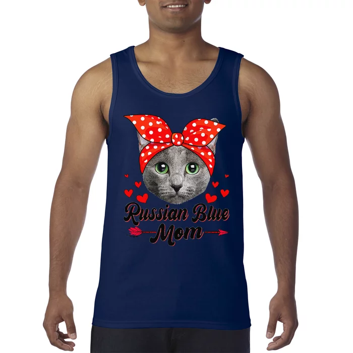 Funny Cute Russian Blue Mom Tee Cat Mom Mothers Day For Funny Tank Top