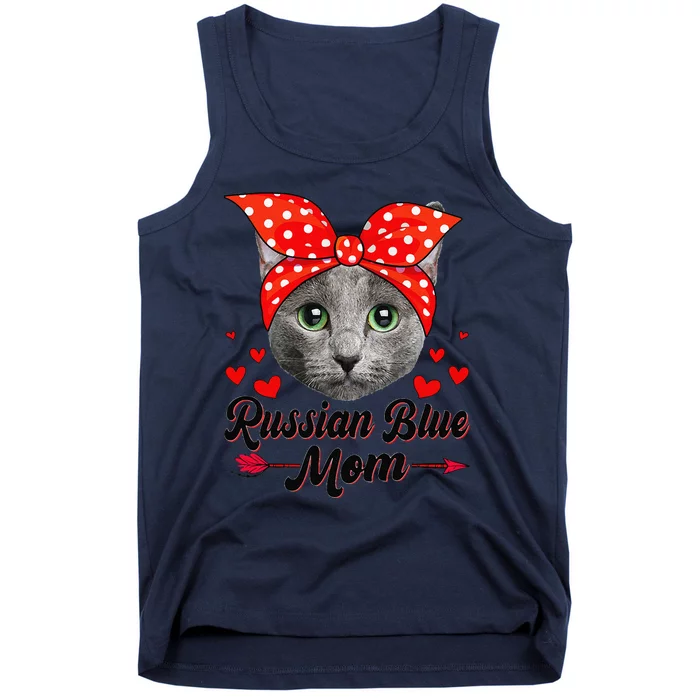 Funny Cute Russian Blue Mom Tee Cat Mom Mothers Day For Funny Tank Top