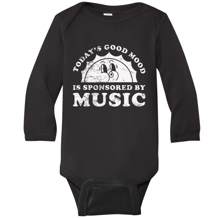 Funny Cute Retro Vintage Music Baby Long Sleeve Bodysuit