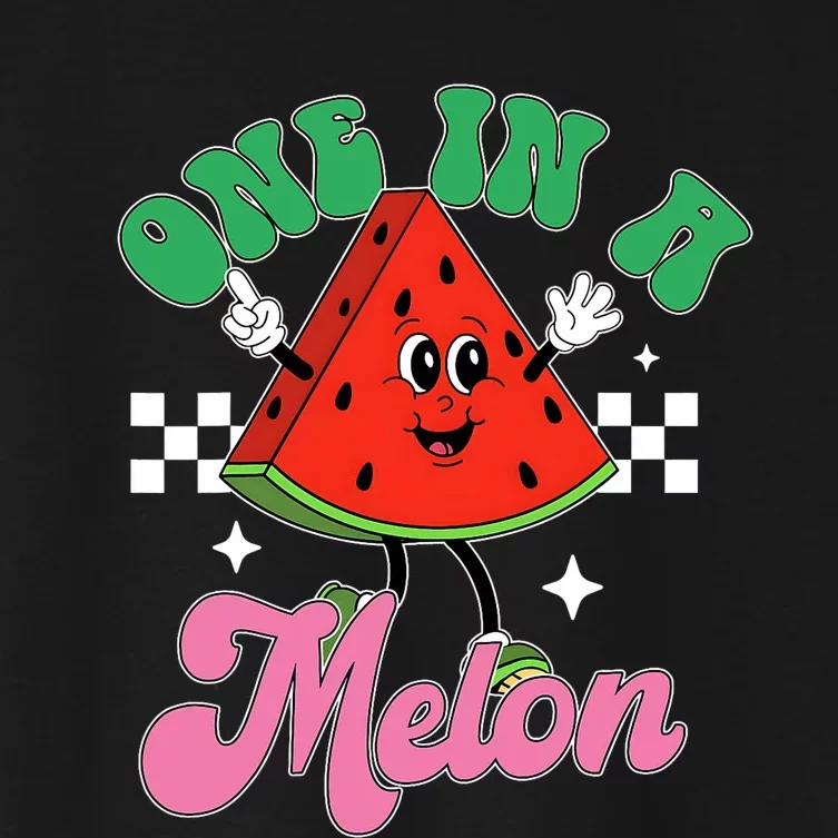 Funny Cute Retro Watermelon One In A Melon Summer Vacation Women's Crop Top Tee