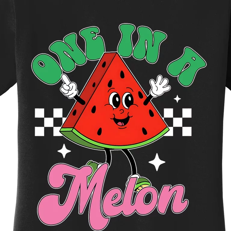 Funny Cute Retro Watermelon One In A Melon Summer Vacation Women's T-Shirt