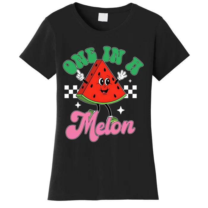 Funny Cute Retro Watermelon One In A Melon Summer Vacation Women's T-Shirt