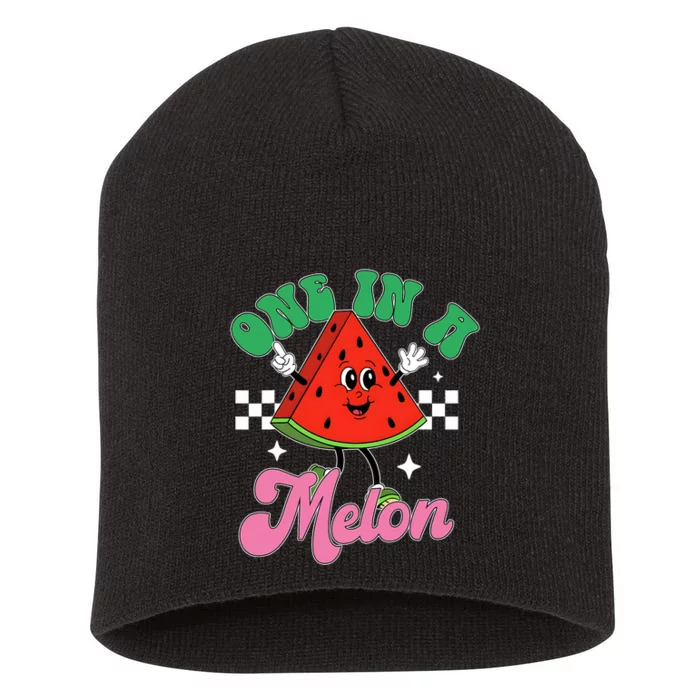 Funny Cute Retro Watermelon One In A Melon Summer Vacation Short Acrylic Beanie