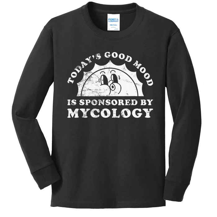 Funny Cute Retro Vintage Mycology Or Fungi Mushrooms Kids Long Sleeve Shirt