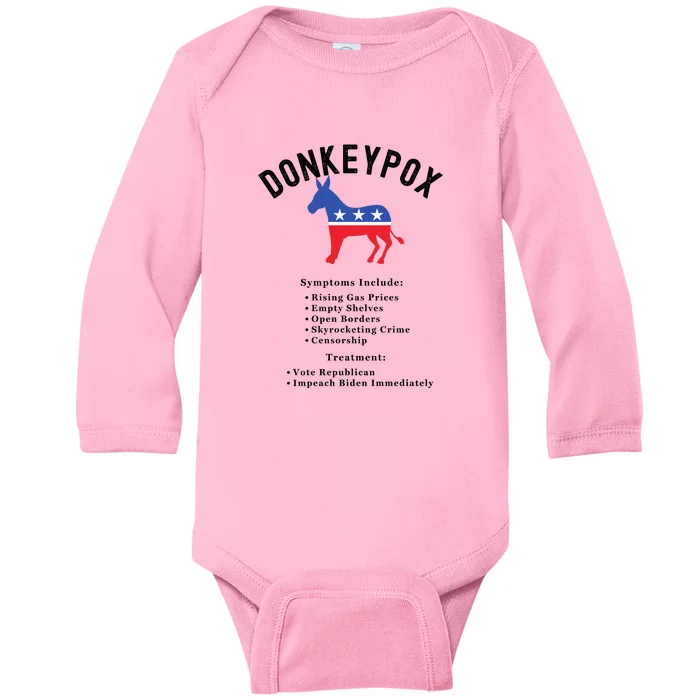 Funny Conservative Republican Donkeypox Baby Long Sleeve Bodysuit