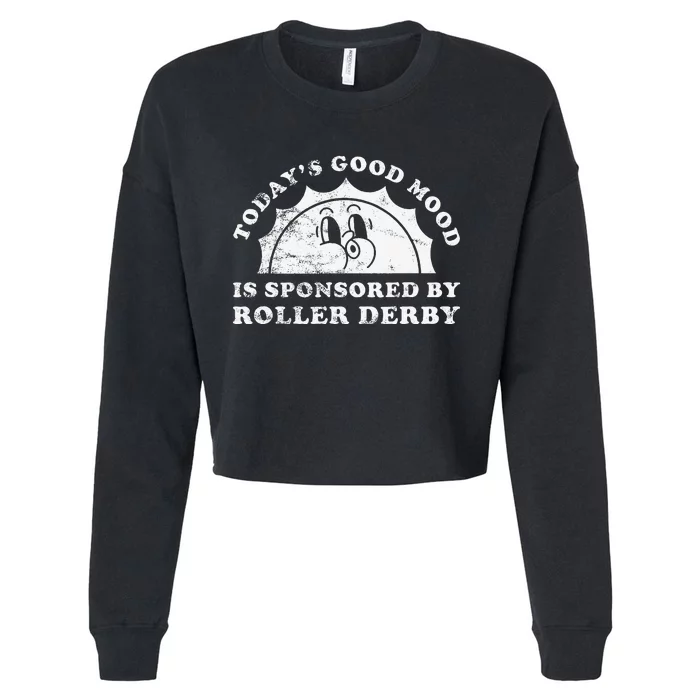 Funny Cute Retro Vintage Roller Derby Cropped Pullover Crew