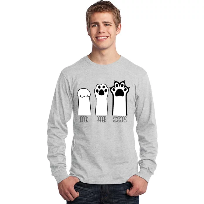 Funny Cat Rock Paper Scissors Cat Paws Cat Lover Tall Long Sleeve T-Shirt