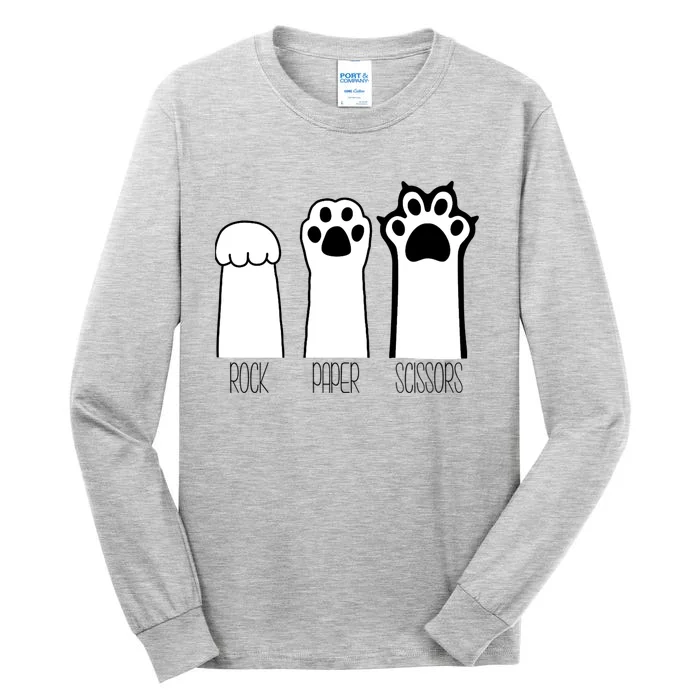 Funny Cat Rock Paper Scissors Cat Paws Cat Lover Tall Long Sleeve T-Shirt