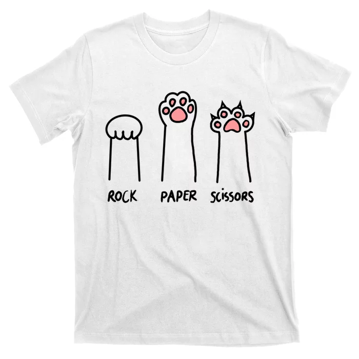 Funny Cat Rock Paper Scissors Cat Paws Cat Lover T-Shirt