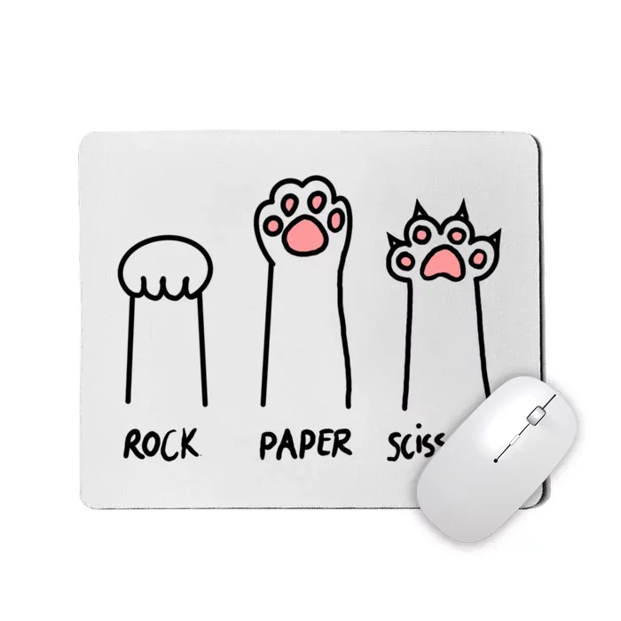 Funny Cat Rock Paper Scissors Cat Paws Cat Lover Mousepad