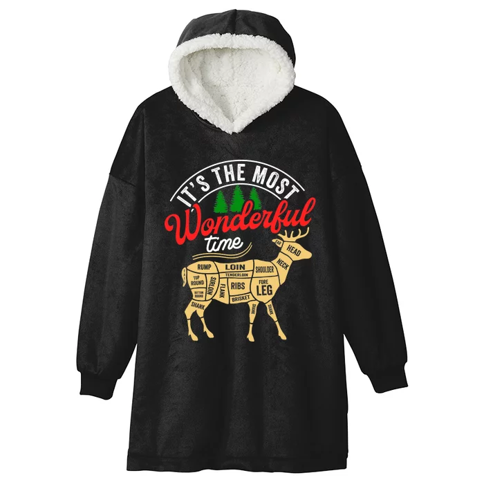 Funny Christmas Reindeer Hunter Deer Meat Hunting Gifts Hooded Wearable Blanket