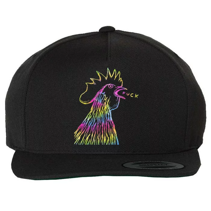 Funny Chicken Rooster Saying Fuck Tie Dye Wool Snapback Cap