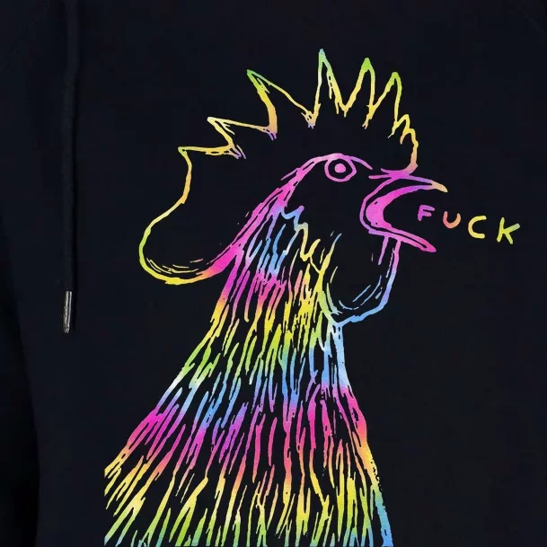 Funny Chicken Rooster Saying Fuck Tie Dye Womens Funnel Neck Pullover Hood