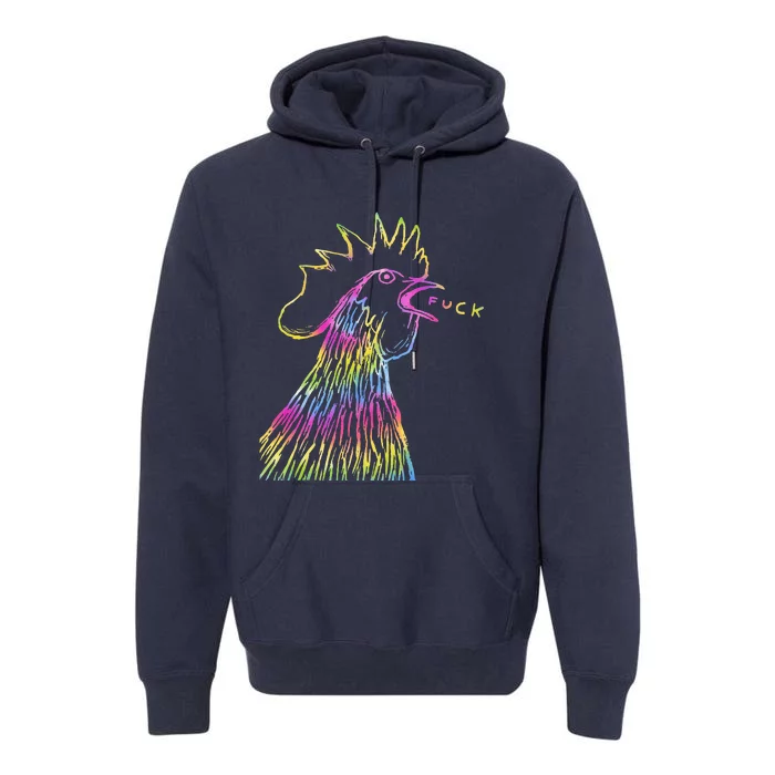 Funny Chicken Rooster Saying Fuck Tie Dye Premium Hoodie