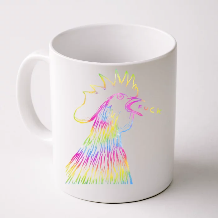 Funny Chicken Rooster Saying Fuck Tie Dye Front & Back Coffee Mug