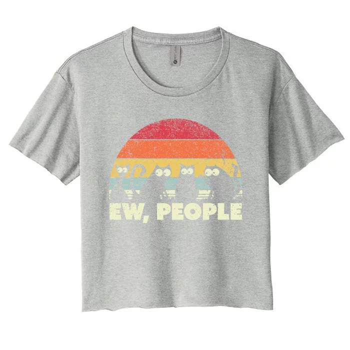 Funny Cat. Retro Style Ew People Women's Crop Top Tee