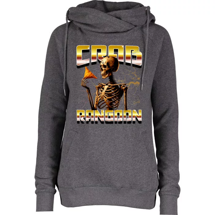 Funny Crab Rangoon Bootleg Rap Aesthetic Goons Meme Skeleton Womens Funnel Neck Pullover Hood