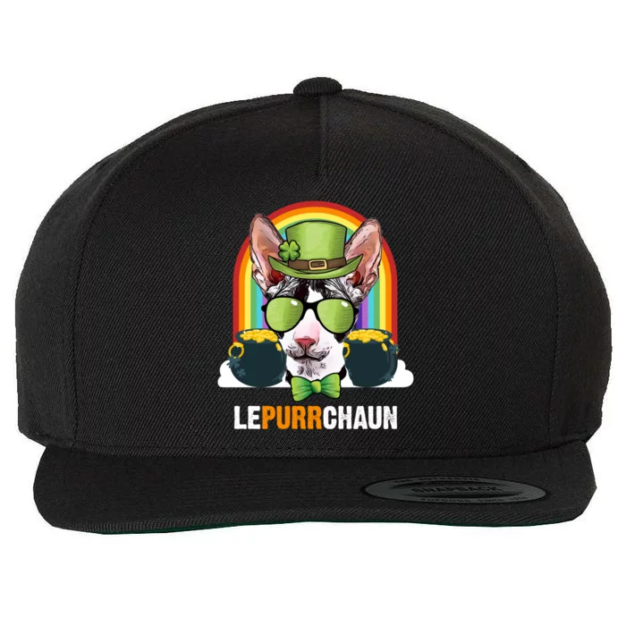 Funny Cornish Rex Cat Lepurrchaun St Patricks Day Gift Wool Snapback Cap