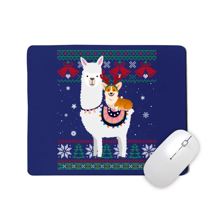 Funny Corgi Riding Llama Christmas Gifts Corgi Xmas ugly Mousepad