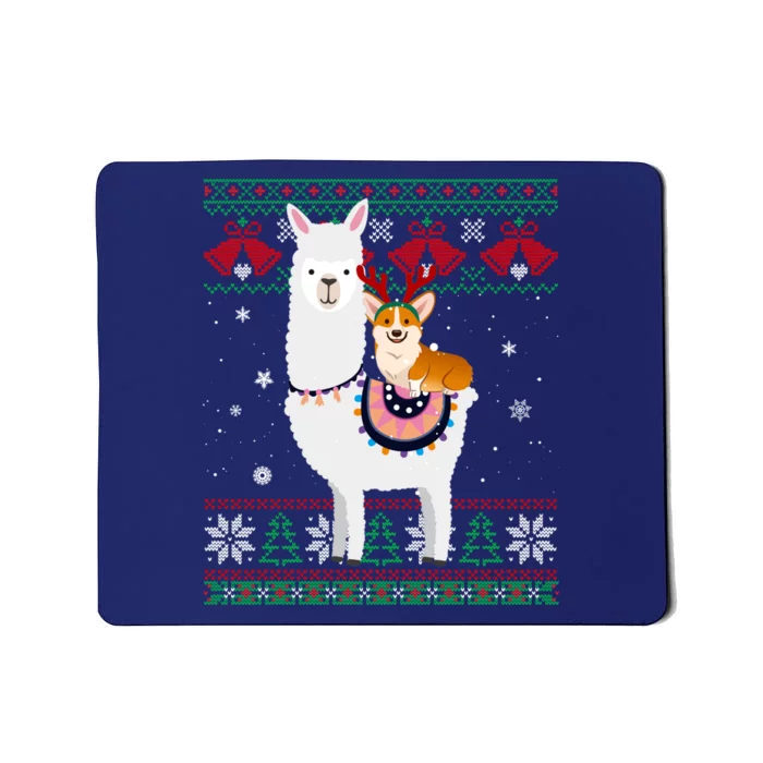 Funny Corgi Riding Llama Christmas Gifts Corgi Xmas ugly Mousepad