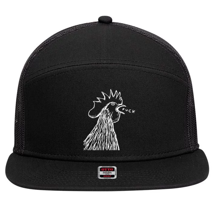 Funny Chicken Rooster Saying Fuck 7 Panel Mesh Trucker Snapback Hat