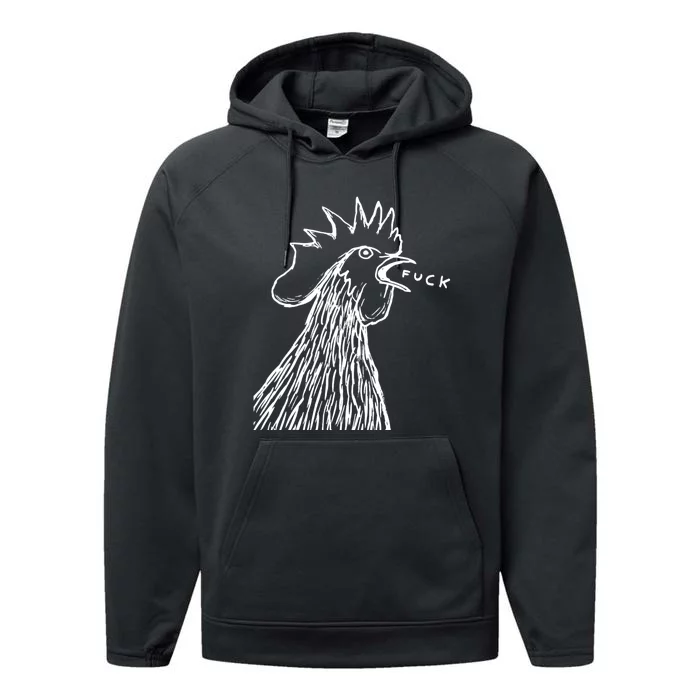 Funny Chicken Rooster Saying Fuck Performance Fleece Hoodie