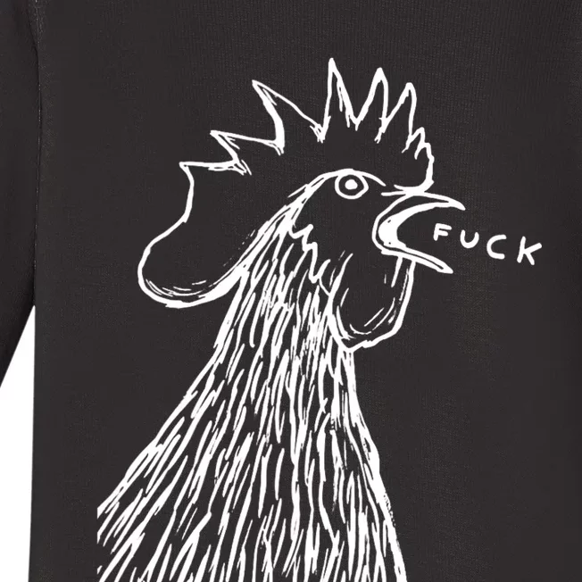 Funny Chicken Rooster Saying Fuck Baby Long Sleeve Bodysuit