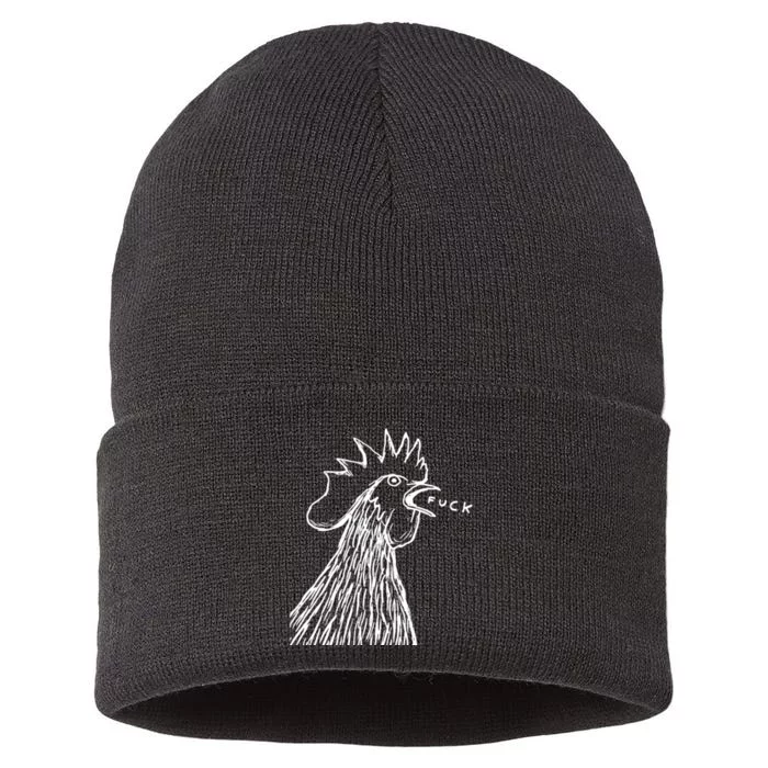 Funny Chicken Rooster Saying Fuck Sustainable Knit Beanie