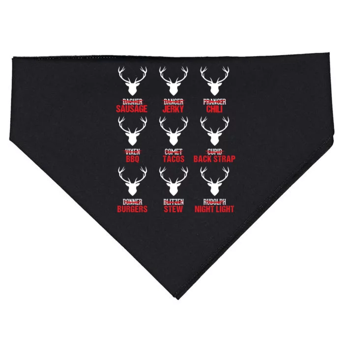 Funny Christmas Reindeer Hunter Deer Meat Hunting Funny Gift Cool Gift USA-Made Doggie Bandana