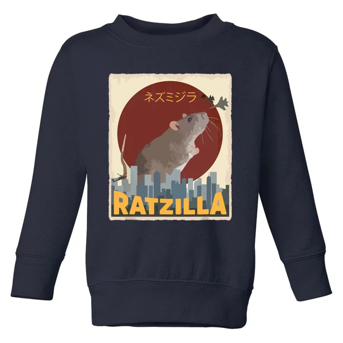 Funny Cute Ratzilla Rat Mouse Japanese Anime Graphic Gift Toddler Sweatshirt