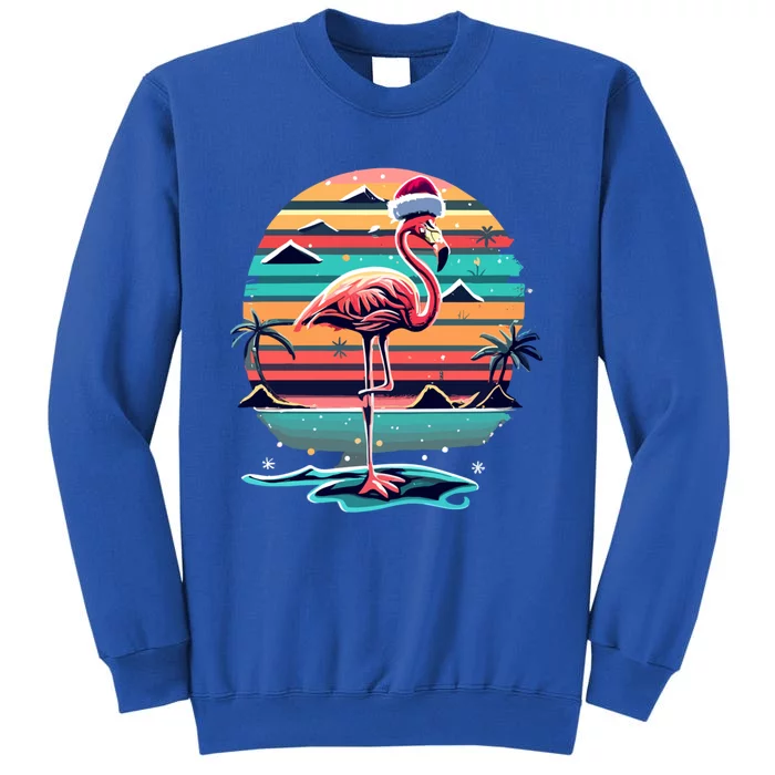 Flamingo Christmas Retro Sunset Vintage Xmas Gift Tall Sweatshirt