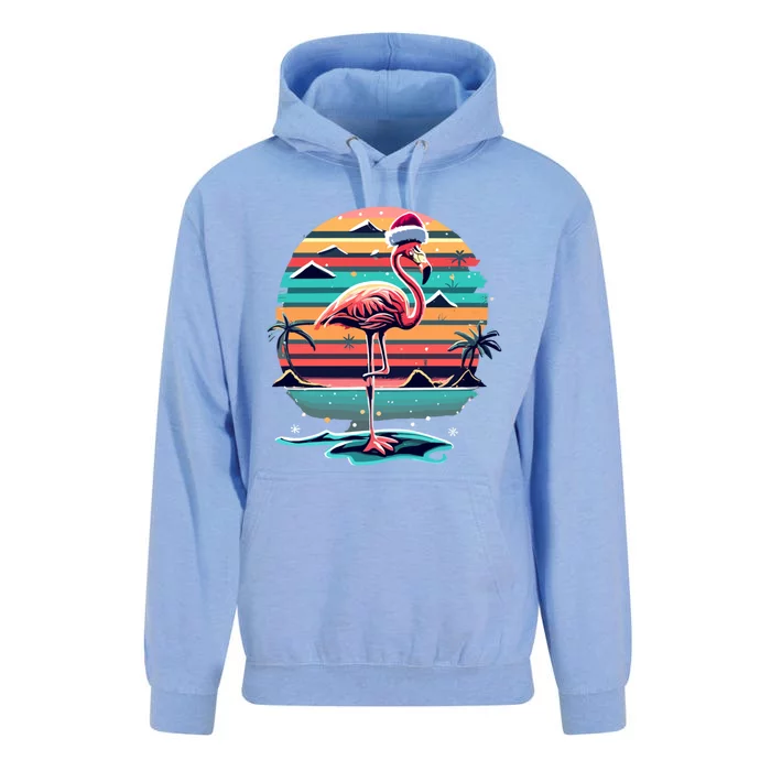 Flamingo Christmas Retro Sunset Vintage Xmas Gift Unisex Surf Hoodie