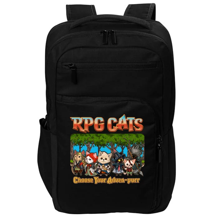 Funny Cute RPG Cats Choose Your Advenpurr Impact Tech Backpack