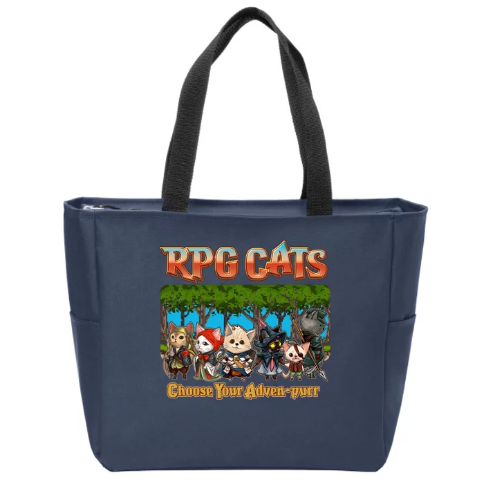 Funny Cute RPG Cats Choose Your Advenpurr Zip Tote Bag