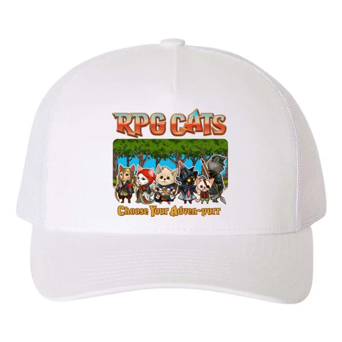 Funny Cute RPG Cats Choose Your Advenpurr Yupoong Adult 5-Panel Trucker Hat