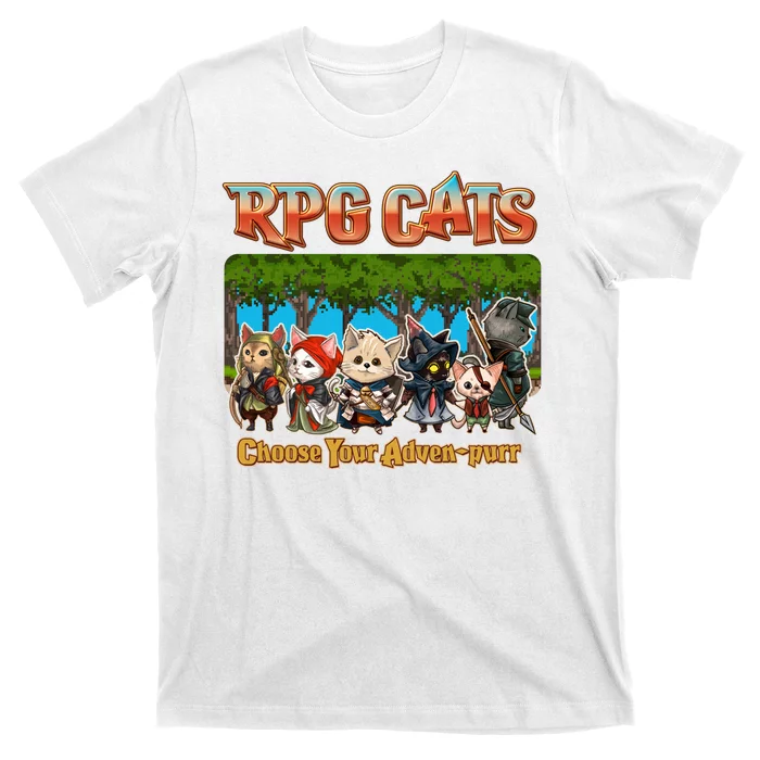 Funny Cute RPG Cats Choose Your Advenpurr T-Shirt