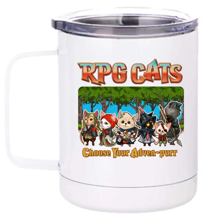 Funny Cute RPG Cats Choose Your Advenpurr Front & Back 12oz Stainless Steel Tumbler Cup