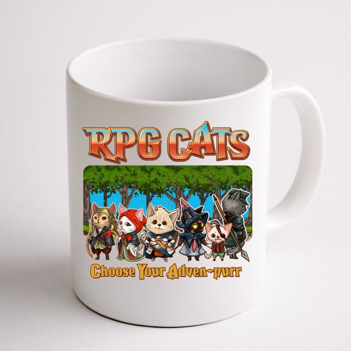 Funny Cute RPG Cats Choose Your Advenpurr Front & Back Coffee Mug