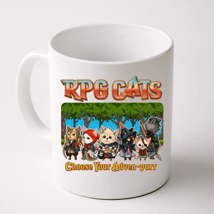 Funny Cute RPG Cats Choose Your Advenpurr Front & Back Coffee Mug